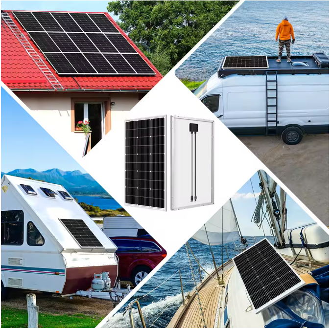 100W Vast Zonnepaneel 18V – Waterdicht Monokristallijn Paneel voor 12V Systemen, Camping en RV