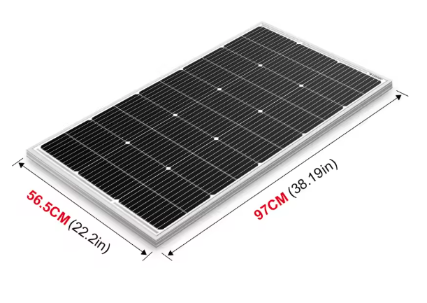 100W Vast Zonnepaneel 18V – Waterdicht Monokristallijn Paneel voor 12V Systemen, Camping en RV