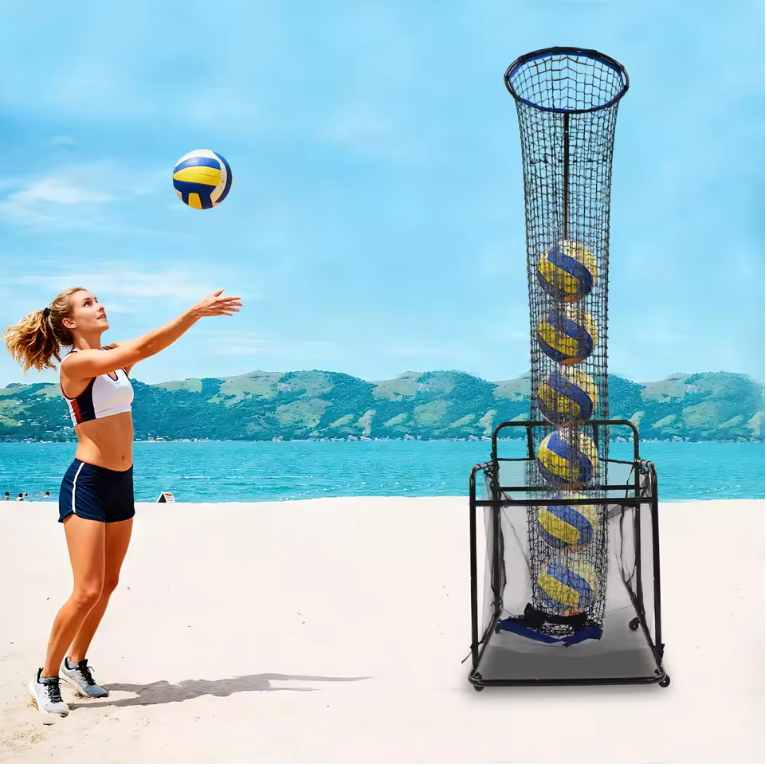 Verstelbare Volleybal Trainer – Trainingsnet met Wielen en Hoogteverstelling, Professionele Oefenapparatuur