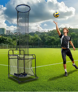 Verstelbare Volleybal Trainer – Trainingsnet met Wielen en Hoogteverstelling, Professionele Oefenapparatuur