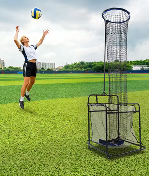 Verstelbare Volleybal Trainer – Trainingsnet met Wielen en Hoogteverstelling, Professionele Oefenapparatuur