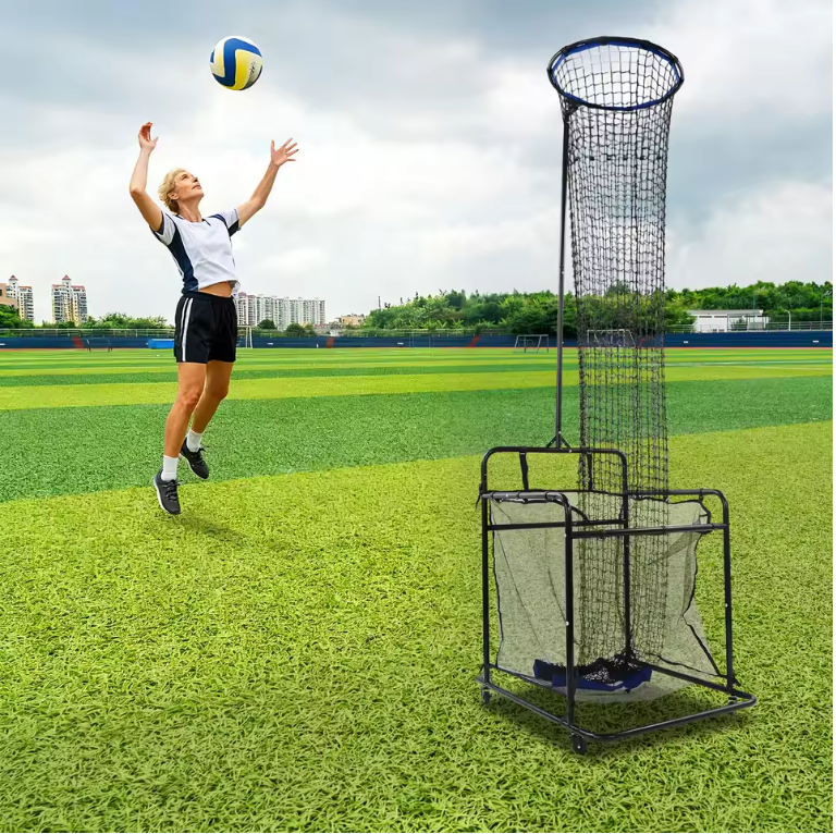 Verstelbare Volleybal Trainer – Trainingsnet met Wielen en Hoogteverstelling, Professionele Oefenapparatuur
