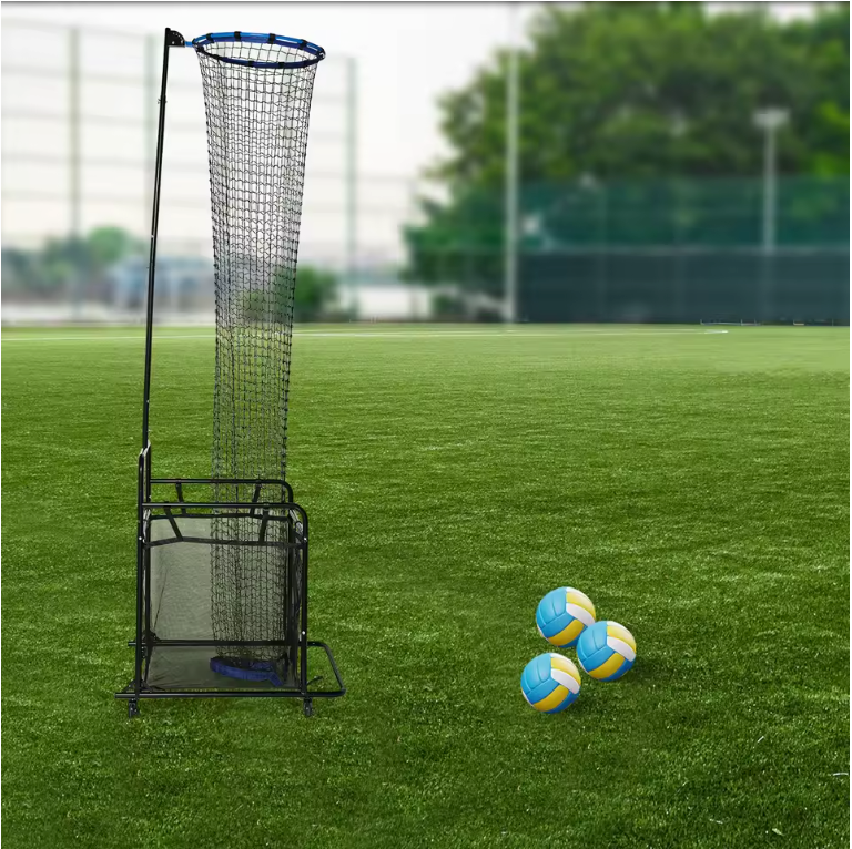 Verstelbare Volleybal Trainer – Trainingsnet met Wielen en Hoogteverstelling, Professionele Oefenapparatuur