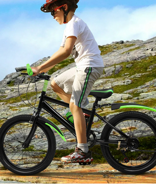 20 inch Mountainbike voor Kinderen – 7 Versnellingen, Verstelbare Zitting, Inclusief Spatborden en Bidonhouder