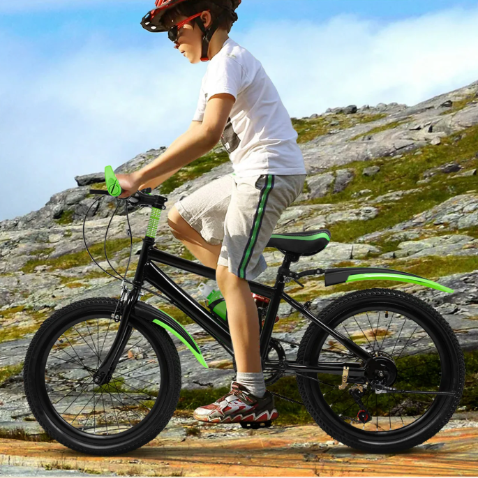 20 inch Mountainbike voor Kinderen – 7 Versnellingen, Verstelbare Zitting, Inclusief Spatborden en Bidonhouder