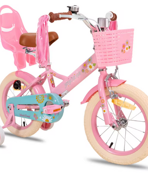 Kinderfiets voor Meisjes met Poppenzitje en Mand – Inclusief Zijwieltjes en Streamers