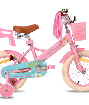 Kinderfiets voor Meisjes met Poppenzitje en Mand – Inclusief Zijwieltjes en Streamers