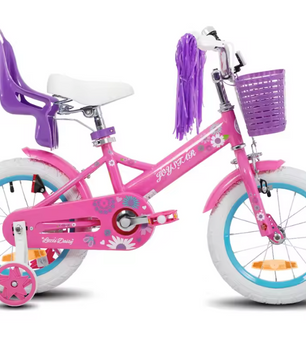 Kinderfiets voor Meisjes met Poppenzitje en Mand – Inclusief Zijwieltjes en Streamers