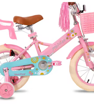 Kinderfiets voor Meisjes met Poppenzitje, Vlag en Nummerplaat – Inclusief Streamers en Zijwieltjes