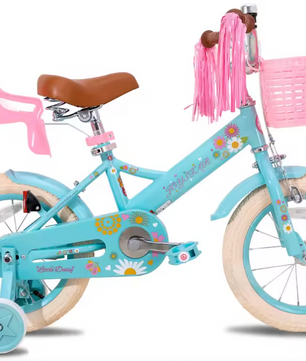 Kinderfiets voor Meisjes met Poppenzitje, Vlag en Nummerplaat – Inclusief Streamers en Zijwieltjes
