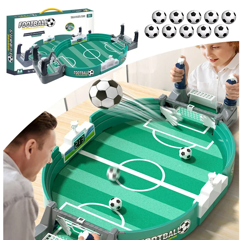 Mini Tafelvoetbal Spel 2-in-1 – Desktop Voetbal en Air Hockey voor 2-4 Personen