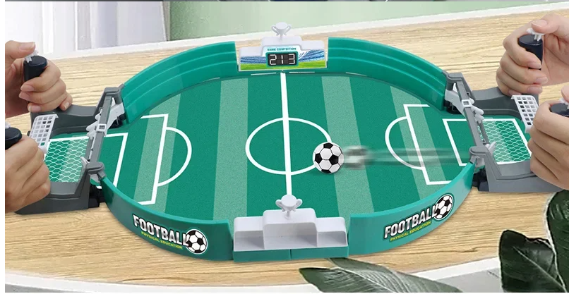 Mini Tafelvoetbal Spel 2-in-1 – Desktop Voetbal en Air Hockey voor 2-4 Personen