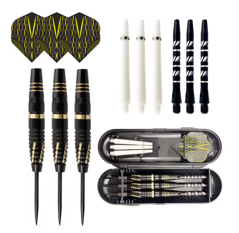 Stalen Dartpijlen Set van 3 – Lichtgewicht Darts met Vervangbare Shafts en Opbergdoos