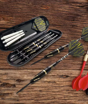 Stalen Dartpijlen Set van 3 – Lichtgewicht Darts met Vervangbare Shafts en Opbergdoos