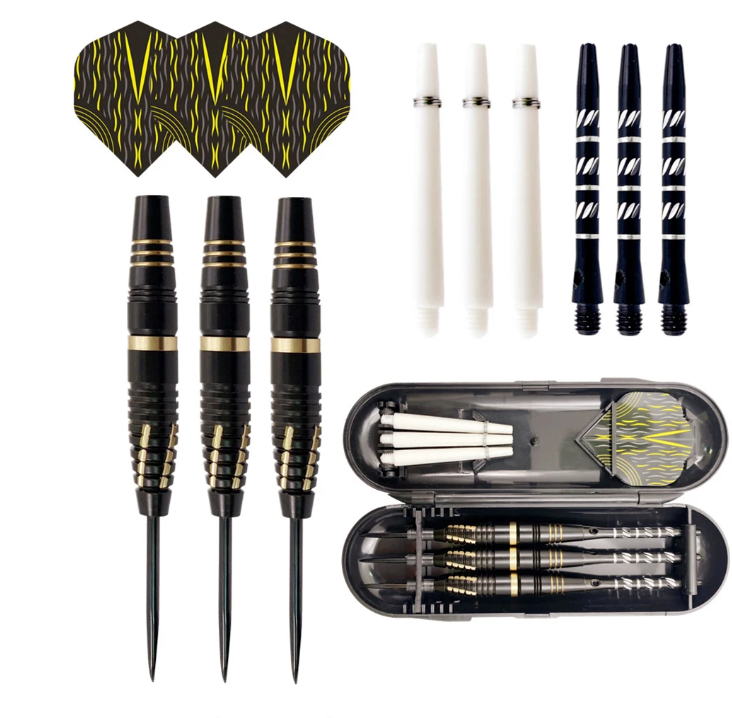 Stalen Dartpijlen Set van 3 – Lichtgewicht Darts met Vervangbare Shafts en Opbergdoos