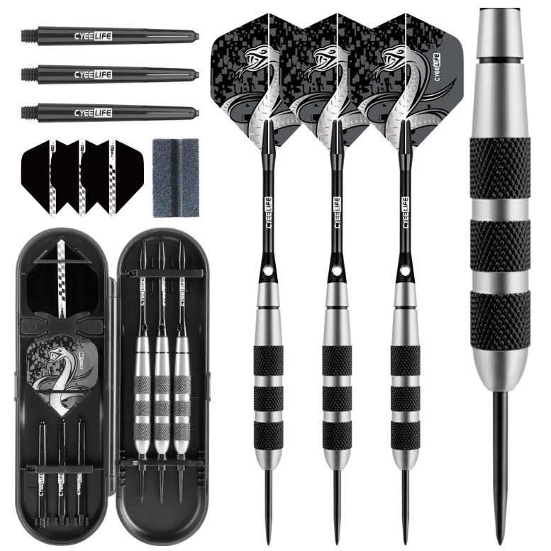 Stalen Dartpijlen 26g Set van 3 – Professionele Darts met Aluminium Shafts en Opbergdoos