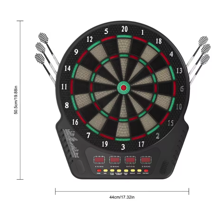Elektrisch Dartbord met 6 Darts – LED Scorebord, 27 Spellen en Automatische Puntentelling