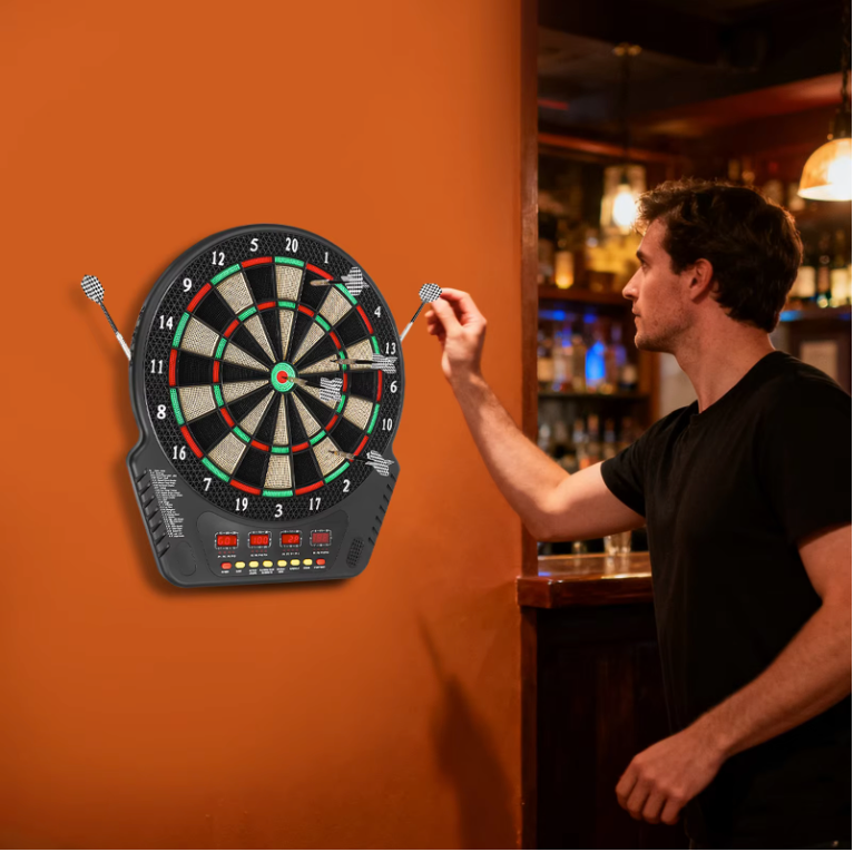 Elektrisch Dartbord met 6 Darts – LED Scorebord, 27 Spellen en Automatische Puntentelling