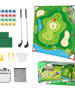 Golf Chipping Game Set – Oefenmat met Targets, Scorebord en Clubs