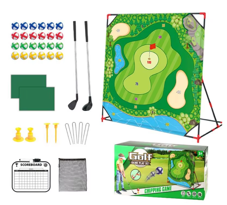 Golf Chipping Game Set – Oefenmat met Targets, Scorebord en Clubs