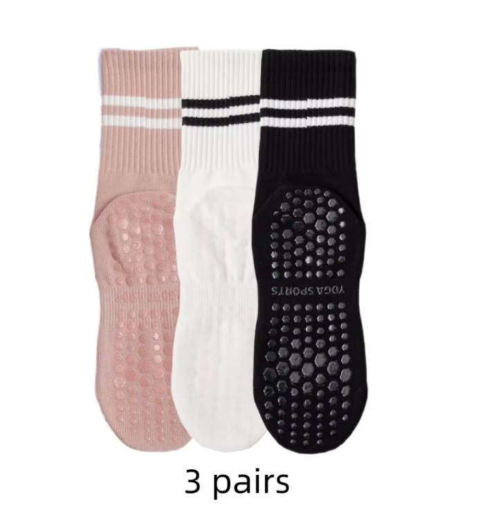 Yoga Sokken 3-Pack – Antislip Katoenen Sport Sokken voor Pilates en Fitness