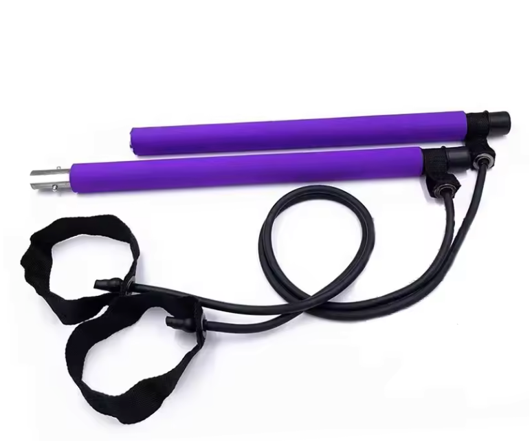Pilates Bar Set met Weerstandsbanden – Yoga Fitness Stick voor Thuis Workout en Full Body Training`