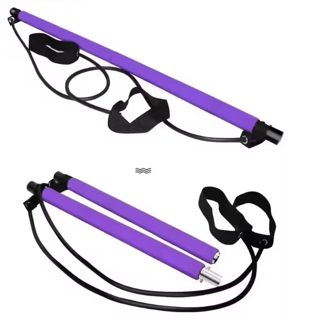 Pilates Bar Set met Weerstandsbanden – Yoga Fitness Stick voor Thuis Workout en Full Body Training`