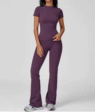 Dames Sportset 2-Delig – Yoga Outfit met High Waist Legging en Long Sleeve Top