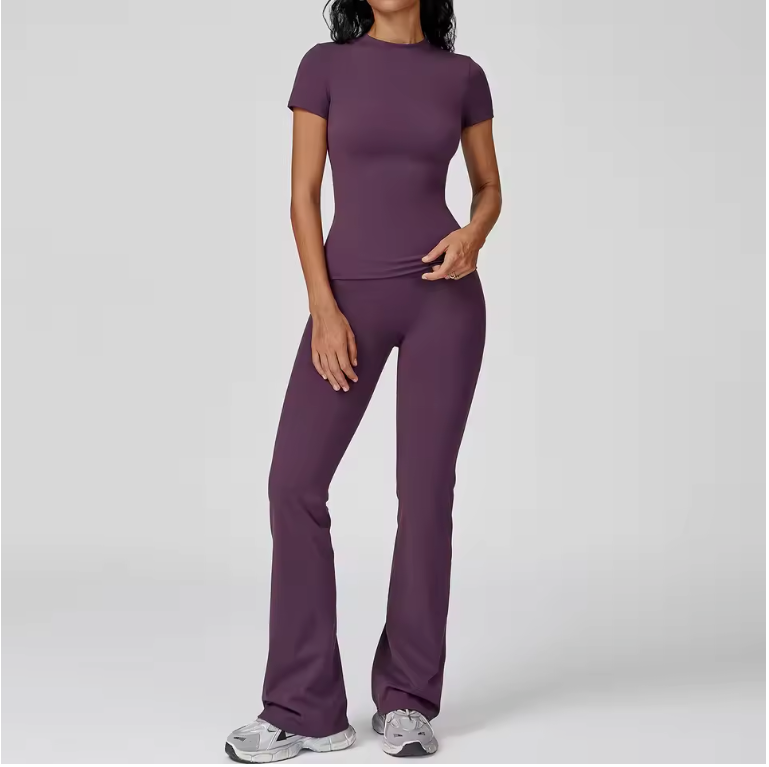 Dames Sportset 2-Delig – Yoga Outfit met High Waist Legging en Long Sleeve Top