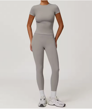 Dames Sportset 2-Delig – Yoga Outfit met High Waist Legging en Long Sleeve Top