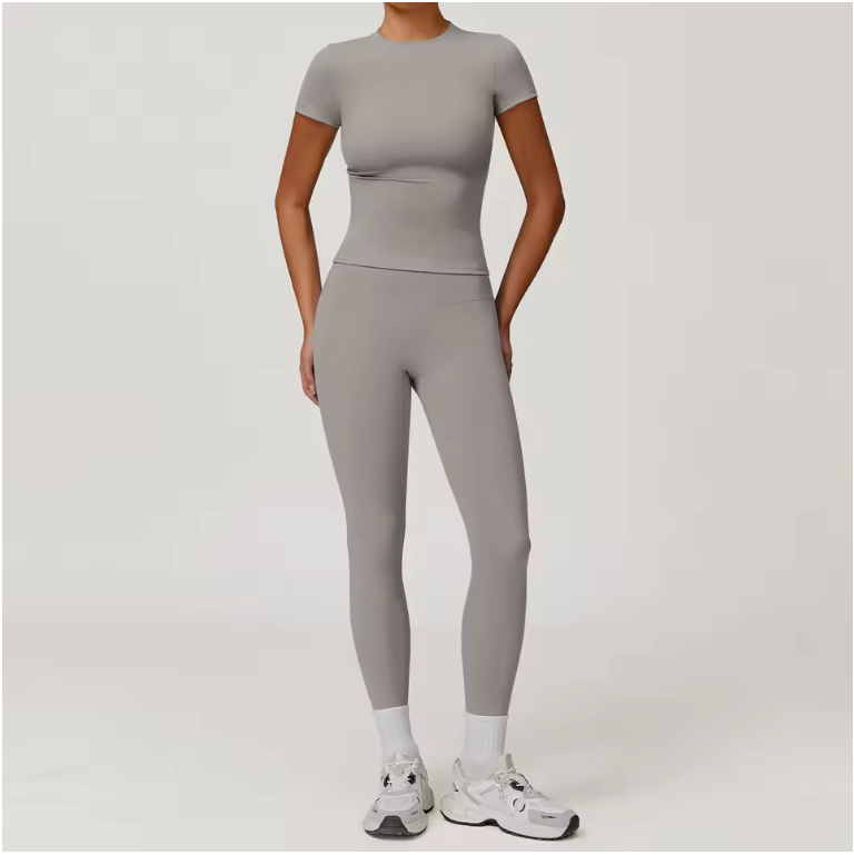 Dames Sportset 2-Delig – Yoga Outfit met High Waist Legging en Long Sleeve Top