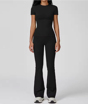 Dames Sportset 2-Delig – Yoga Outfit met High Waist Legging en Long Sleeve Top