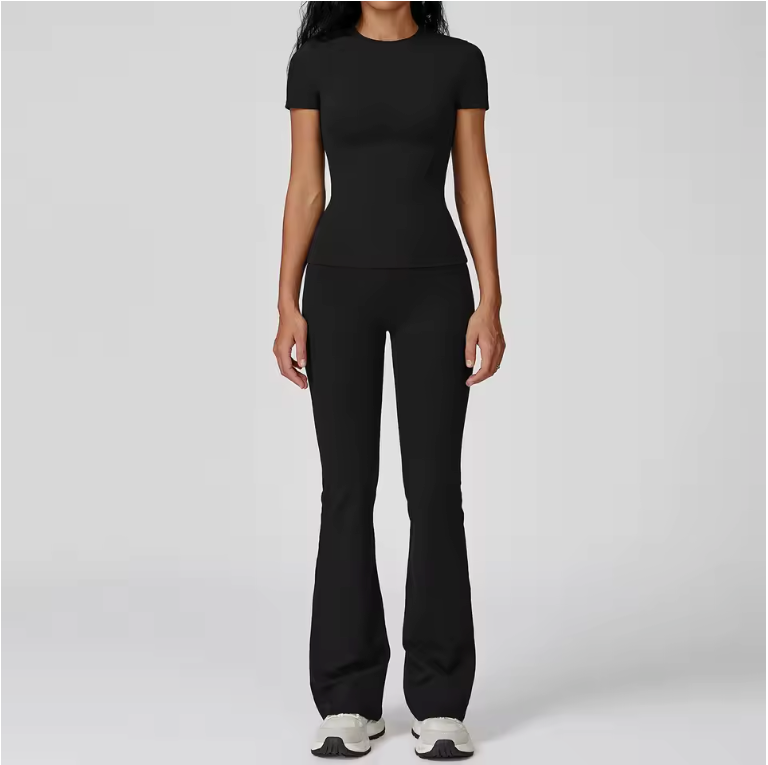 Dames Sportset 2-Delig – Yoga Outfit met High Waist Legging en Long Sleeve Top