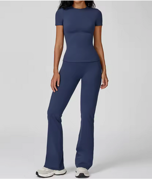 Dames Sportset 2-Delig – Yoga Outfit met High Waist Legging en Long Sleeve Top