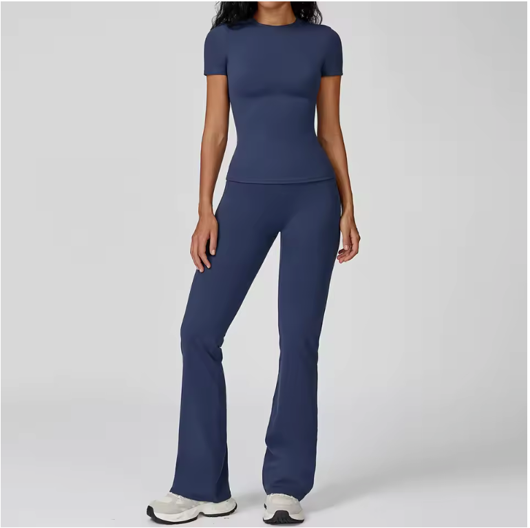 Dames Sportset 2-Delig – Yoga Outfit met High Waist Legging en Long Sleeve Top