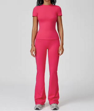 Dames Sportset 2-Delig – Yoga Outfit met High Waist Legging en Long Sleeve Top