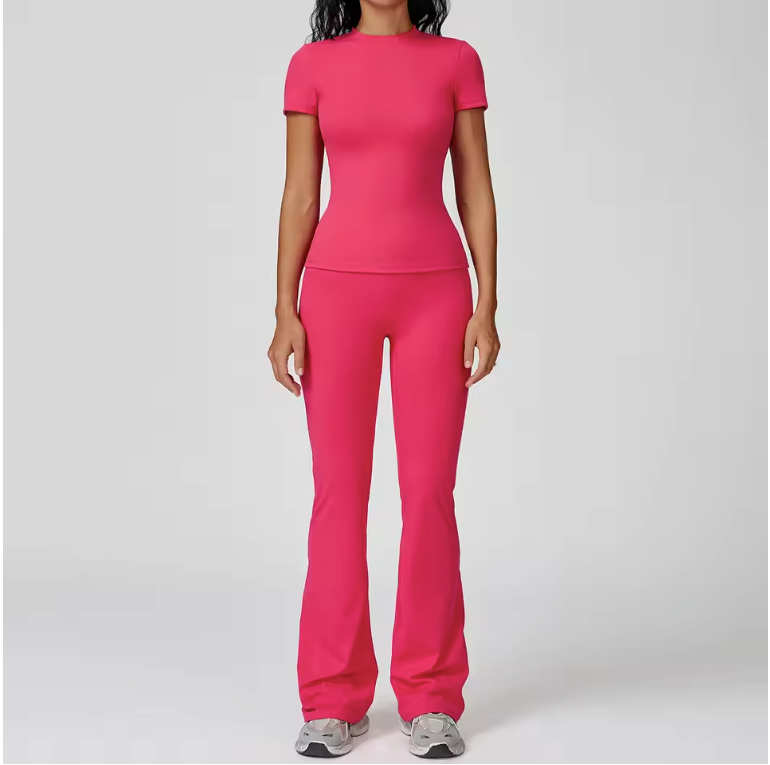 Dames Sportset 2-Delig – Yoga Outfit met High Waist Legging en Long Sleeve Top