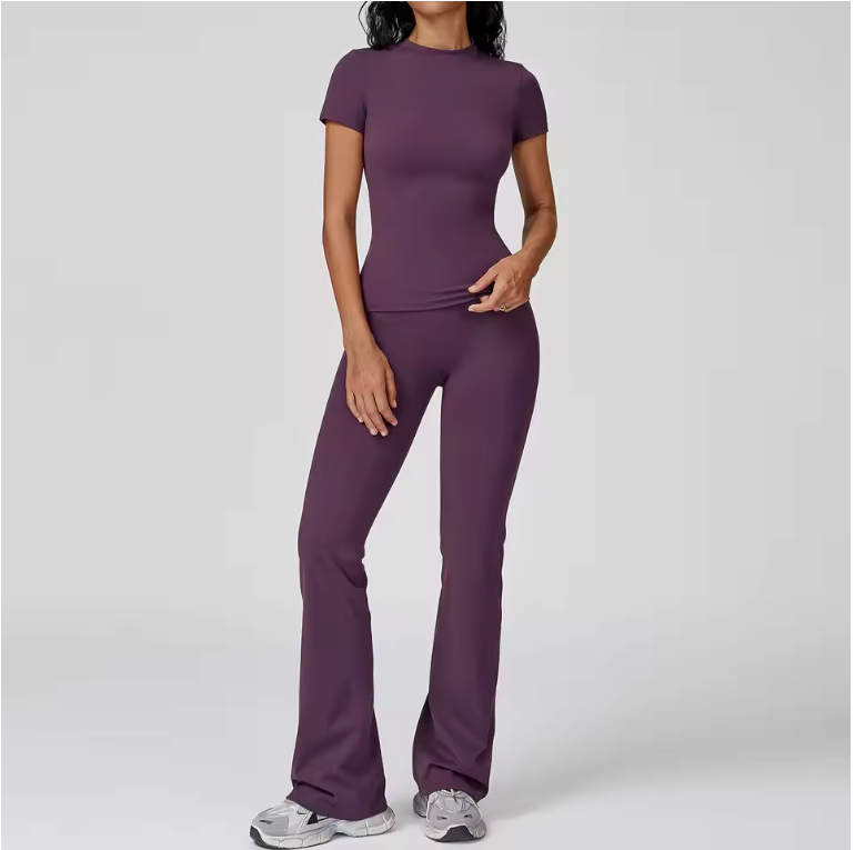 Dames Sportset 2-Delig – Yoga Outfit met High Waist Legging en Long Sleeve Top