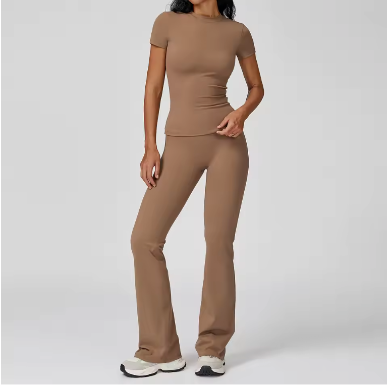 Dames Sportset 2-Delig – Yoga Outfit met High Waist Legging en Long Sleeve Top