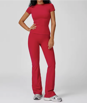 Dames Sportset 2-Delig – Yoga Outfit met High Waist Legging en Long Sleeve Top
