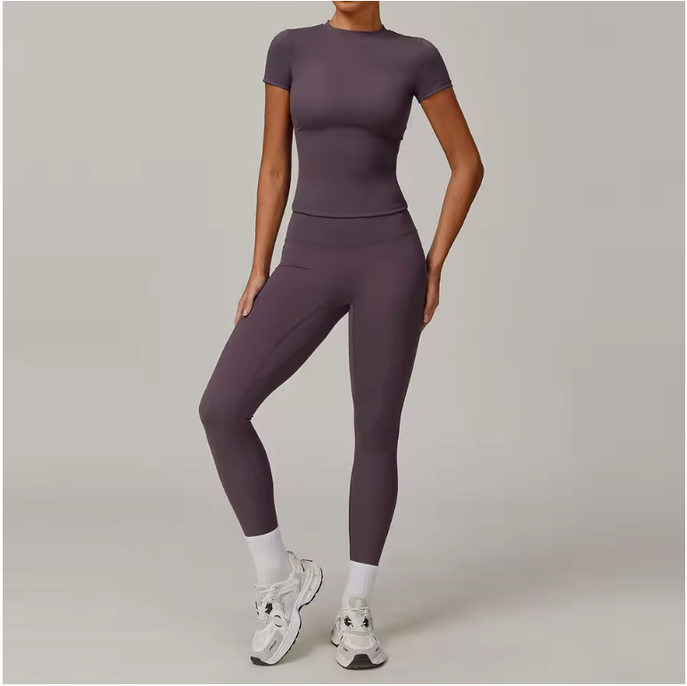 Dames Sportset 2-Delig – Yoga Outfit met High Waist Legging en Long Sleeve Top