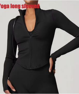 Dames Sport Crop Top met Rits – Lange Mouwen Fitness Shirt voor Yoga en Running