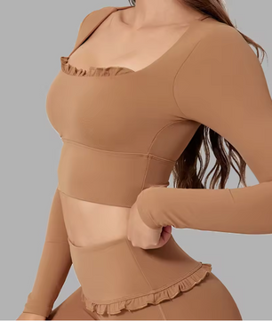 Dames Sport Crop Top Lange Mouwen – Ademend Yoga Shirt voor Fitness en Workout