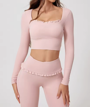 Dames Sport Crop Top Lange Mouwen – Ademend Yoga Shirt voor Fitness en Workout