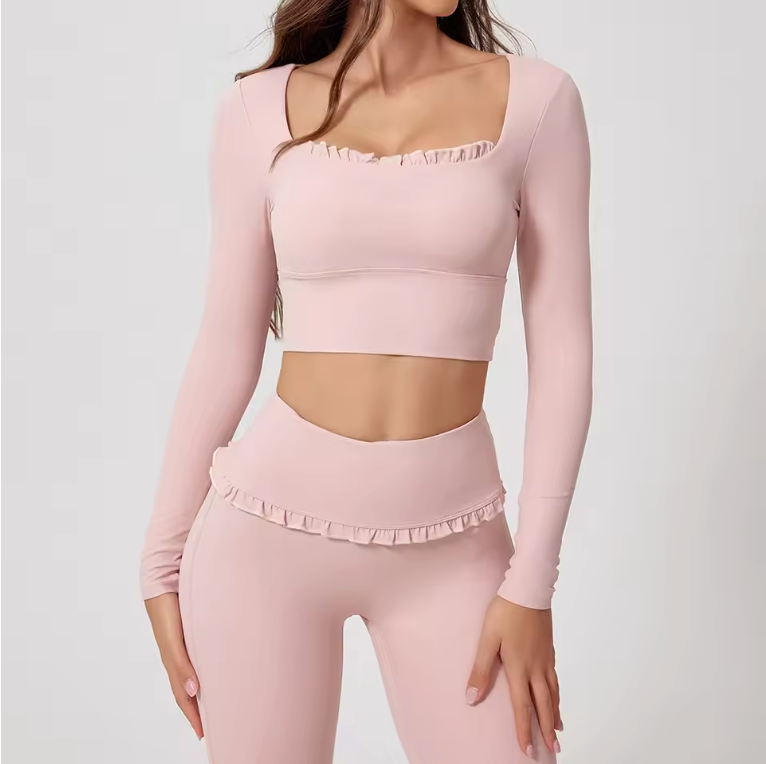 Dames Sport Crop Top Lange Mouwen – Ademend Yoga Shirt voor Fitness en Workout