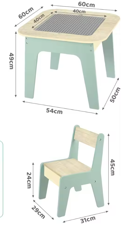 Kinder Speeltafel met 2 Stoelen – 4-in-1 Activiteitentafel met Opbergruimte en Bouwplaat