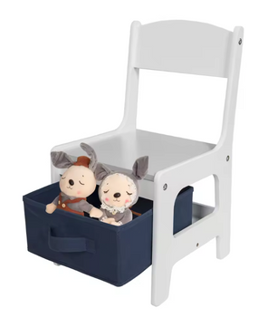 Kinder Tafel met 2 Stoelen – Houten Speeltafel met Opbergruimte en Dubbelzijdig Blad