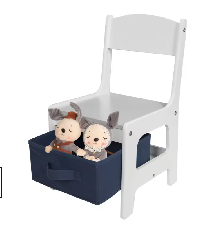 Kinder Tafel met 2 Stoelen – Houten Speeltafel met Opbergruimte en Dubbelzijdig Blad