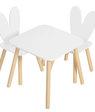 Kinder Tafel met 2 Stoelen – Houten Speeltafel voor Leren, Tekenen en Spelen