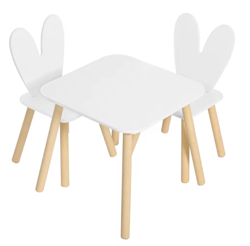 Kinder Tafel met 2 Stoelen – Houten Speeltafel voor Leren, Tekenen en Spelen